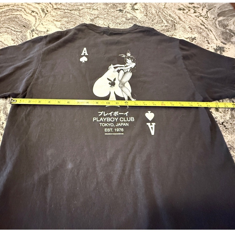 Playboy Club Tokyo Japan Color Bars Graphic T-Shirt Mens Large Black Ace Spades - Picture 8 of 11